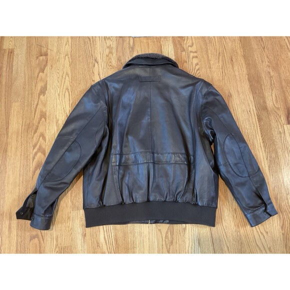 Roundtree & Yorke Lamb Skin Leather Jacket SZ XL Flight Fur Pilot Aviator Brown - Picture 16 of 16